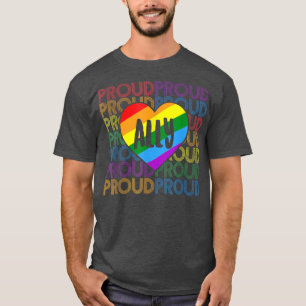 Camiseta Orgulhoso Ally LGBT Heart Month 2022 Com Coração B
