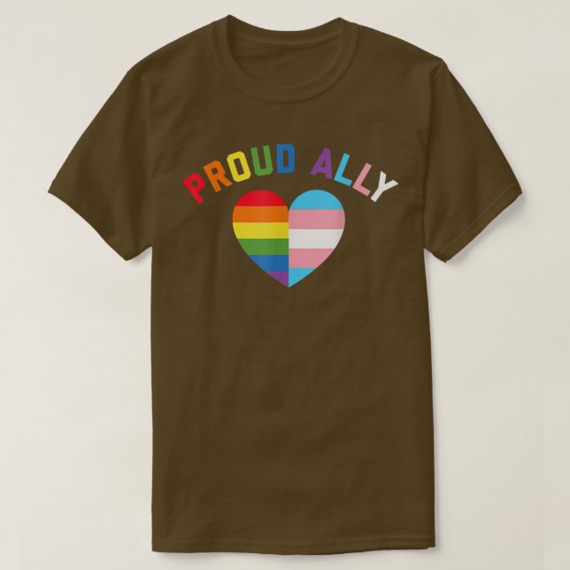Camiseta Orgulhoso Ally LGBT Rainbow Heart Orgulho gay Mês  (Frente do Design)