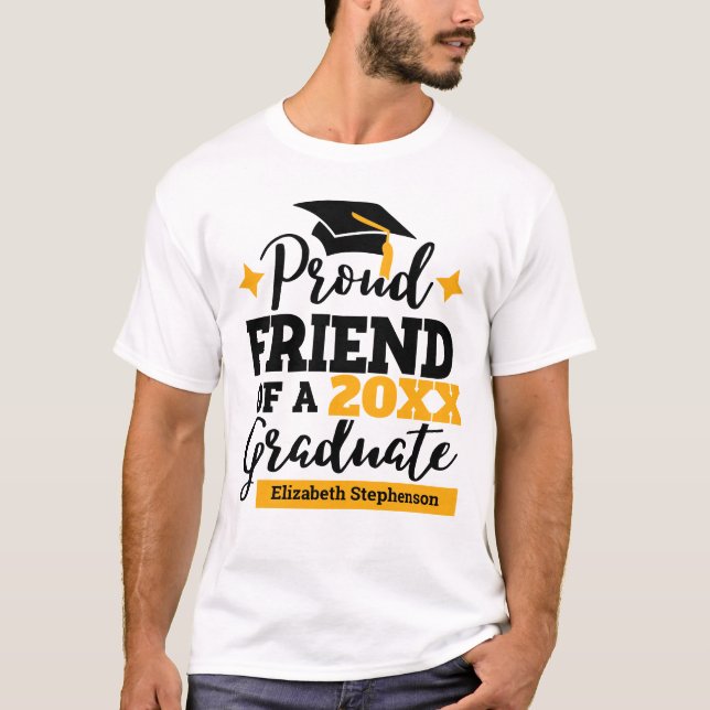 Camiseta Orgulhoso Amigo 2022 formando dourado preto nome d (Frente)