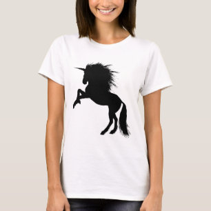 Camiseta Orgulhoso Black Unicorn Silhouette Fantasy Animal,