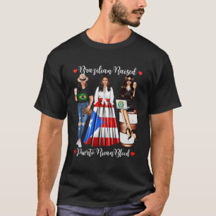 Camiseta Orgulhoso brasileiro com as raízes de Porto Rico