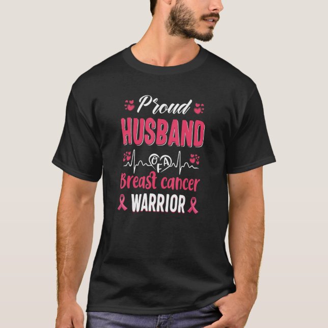 Camiseta orgulhoso cancer de marido, guerreiro rosa (Frente)