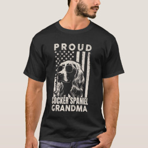 Camiseta Orgulhoso Cocker Spaniel Dog Vovó-Americana Flag P