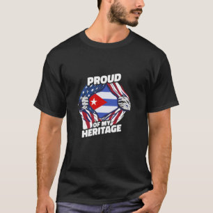 Camiseta Orgulhoso de Minha Herança - Bandeira Cubano-Ameri