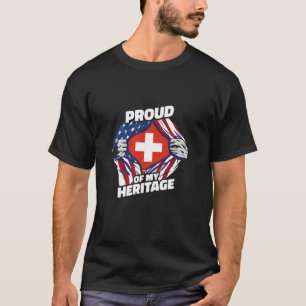 Camiseta Orgulhoso de Minha Herança - Bandeira Suíço-Americ