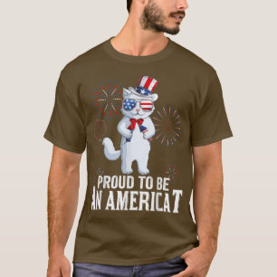 Camiseta Orgulhoso de ser americano Cat Kitten, EUA, Bandei