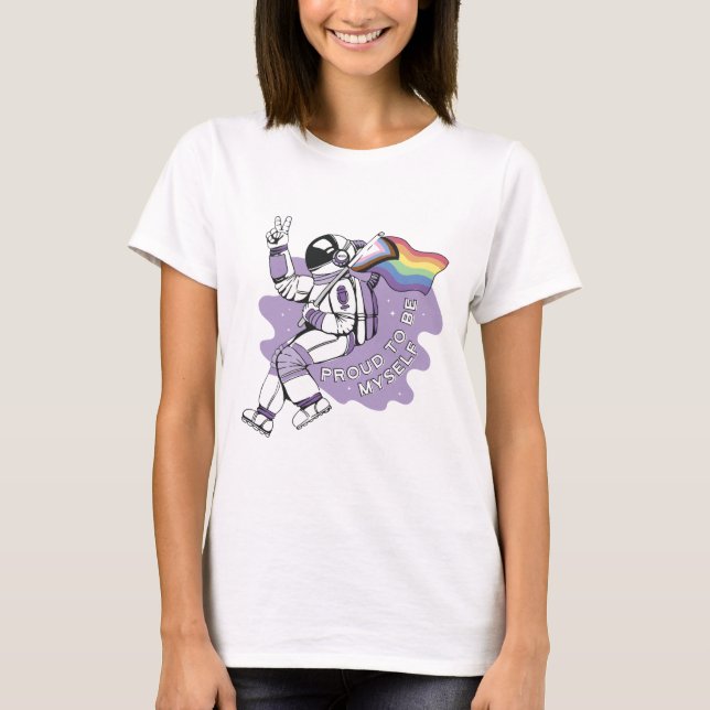 Camiseta Orgulhoso De Ser Eu Mesmo Astronauta LGBTQ (Frente)