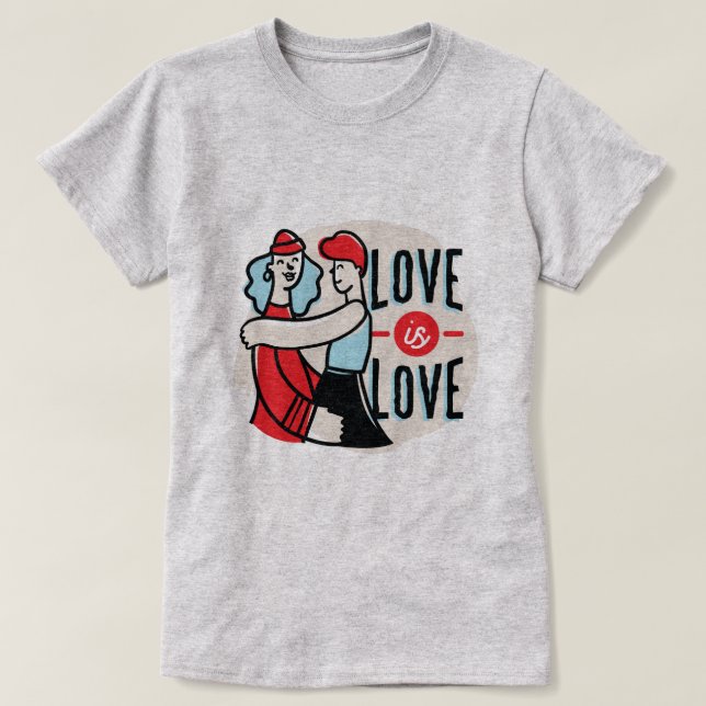 Camiseta Orgulhoso de ser Gay Lésbica Amor é Amor (Frente do Design)