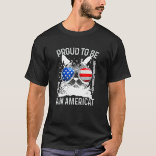 Camiseta Orgulhoso De Ser Um Americat  Gato Bandeira Americ