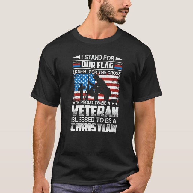 Camiseta Orgulhoso De Ser Um Veterano Abençoado Por Ser Cri (Frente)