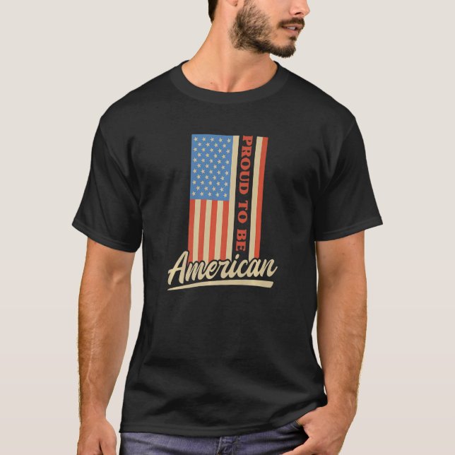 Camiseta Orgulhoso De Ser Uma Bandeira Patriótica Americana (Frente)