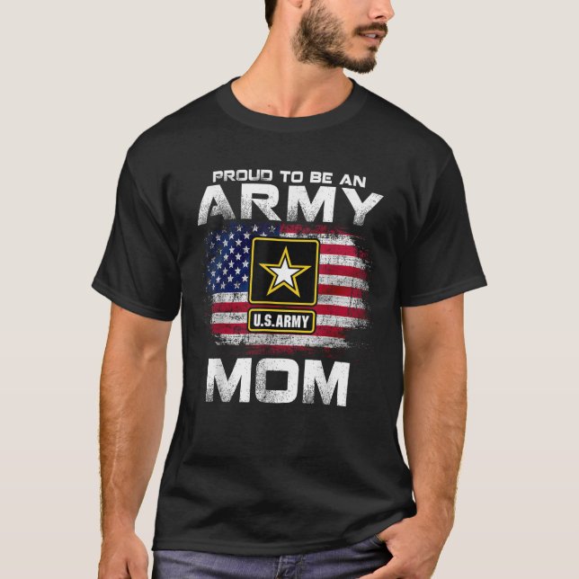 Camiseta Orgulhoso De Ser Uma Mãe Do Exército Com O Present (Frente)