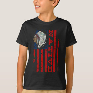 Camiseta Orgulhoso Dia Nativo Americano Vintage USA Flag