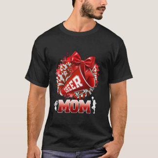 Camiseta Orgulhoso Feliz Mãe Vermelha Pom Megaphone Arco Co