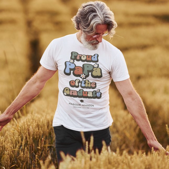 Camiseta Orgulhoso Groovy Papa do Formando (Criador carregado)