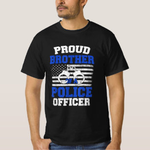 Camiseta Orgulhoso Irmão de um Oficial de Polícia EUA Patri
