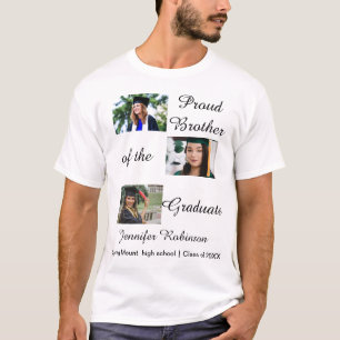 Camiseta Orgulhoso Irmão do Graduado Fotos Personalizadas N