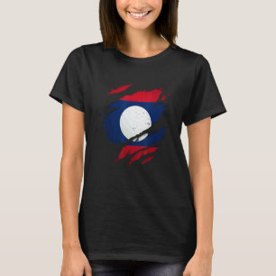 Camiseta Orgulhoso Laosiano Bandeira do Laos Rasgada Rasgad