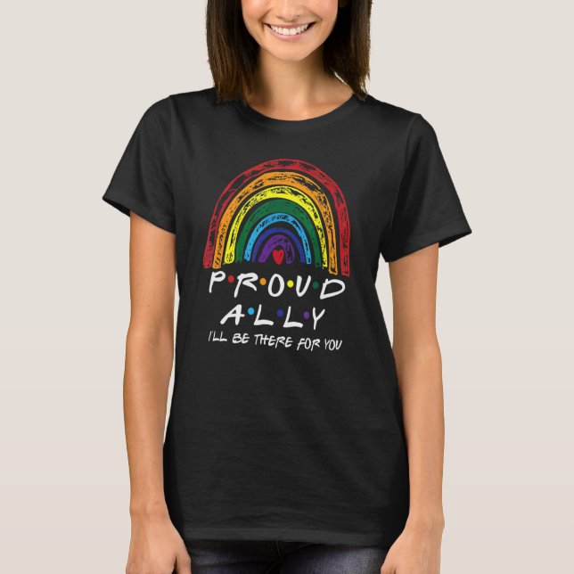 Camiseta Orgulhoso Lgbt Ally Leopard Rainbow Para Gay Bisse (Frente)