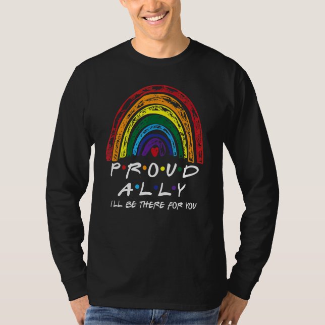 Camiseta Orgulhoso Lgbt Ally Leopard Rainbow Para Gay Bisse (Frente)
