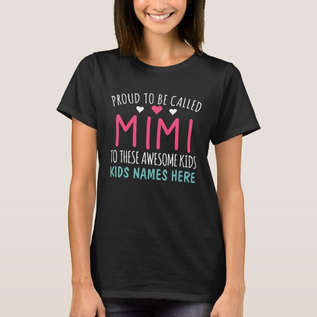 Camiseta Orgulhoso Mimi com nomes de crianças personalizado (Frente)
