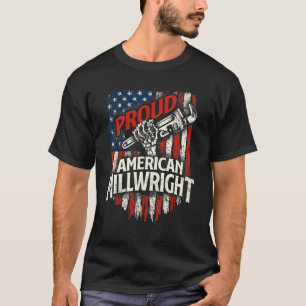 Camiseta Orgulhoso Montador Americano Bandeira EUA Maquinis