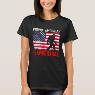 Camiseta Orgulhoso Neandertal Americano Bandeira dos EUA