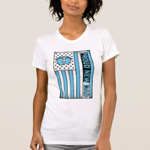 Camiseta Orgulhoso Novo Pai Bebê Pés Bandeira Vetor Design_