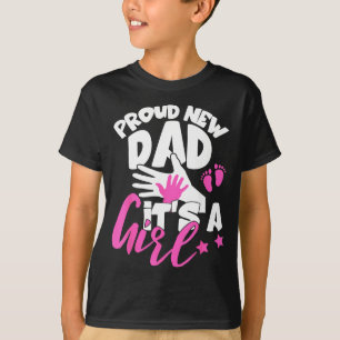 Camiseta Orgulhoso Novo Pai É Uma Menina Engraçado Primeiro
