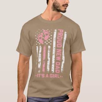 Camiseta Orgulhoso Novo Pai Nova Menina Bebê Primeiro Dia d