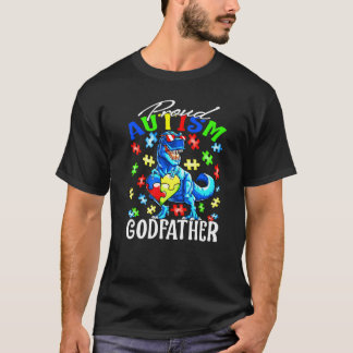 Camiseta Orgulhoso Padrinho do Autismo Dinossauro Conscient