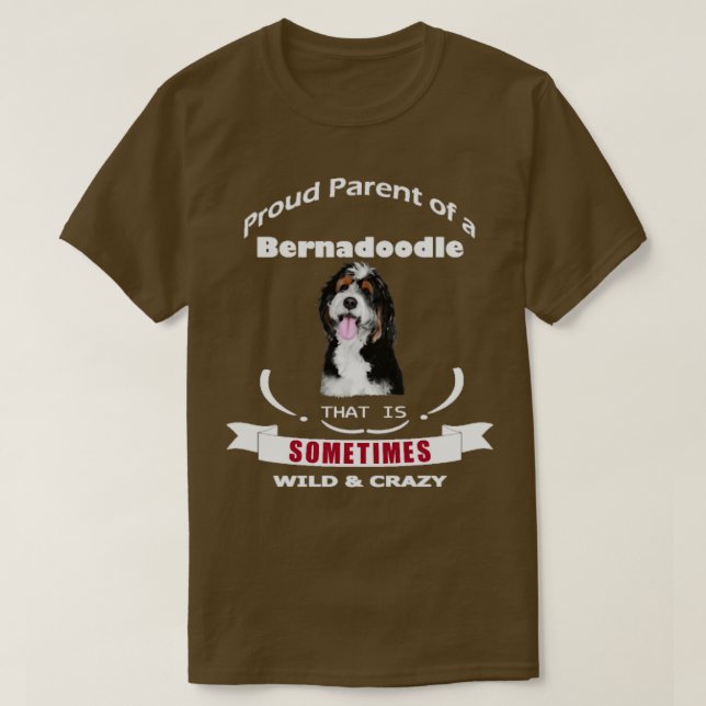Camiseta Orgulhoso pai de um cão bernadoodle (Frente do Design)