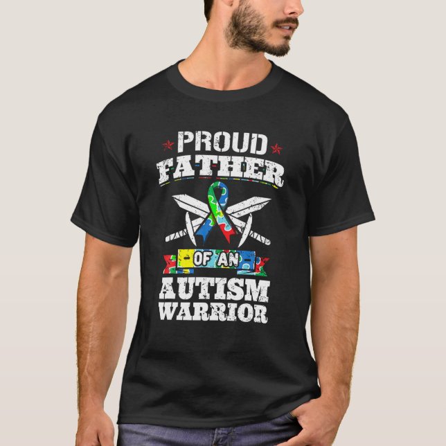 Camiseta Orgulhoso Pai De Um Guerreiro Autista Awarene Auti (Frente)