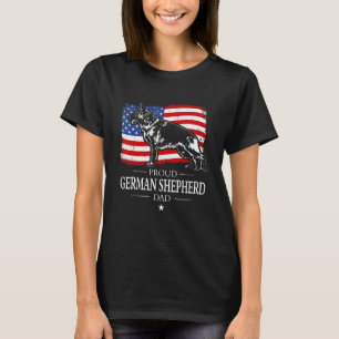Camiseta Orgulhoso Pai do Pastor Alemão Bandeira Americana