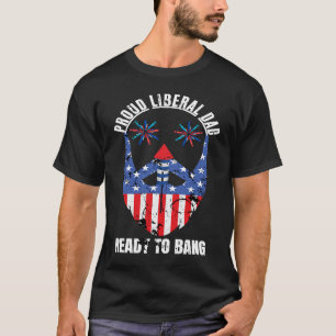 Camiseta Orgulhoso pai liberal pronto para bater o patrióti