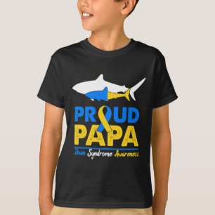 Camiseta Orgulhoso Papai Tubarão Dia de Conscientização sob