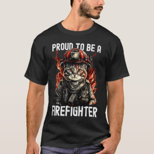 Camiseta Orgulhoso por ser um Gato Bombeiro Filhote Bombeir