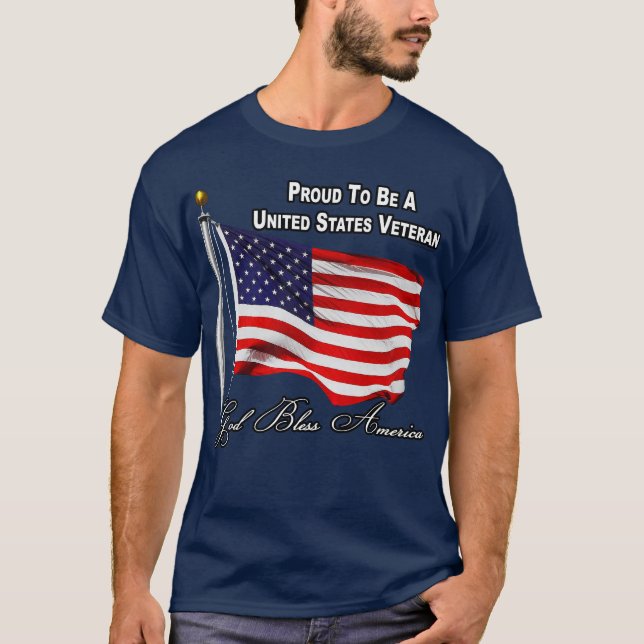 Camiseta Orgulhoso por Ser um Veterano dos EUA com a Bandei (Frente)