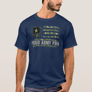 Camiseta Orgulhoso Veterano do Exército Camo Papa Bandeira