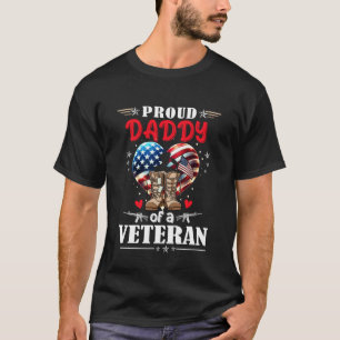 Camiseta Orgulhoso Veterano Papai Coração Bandeira American