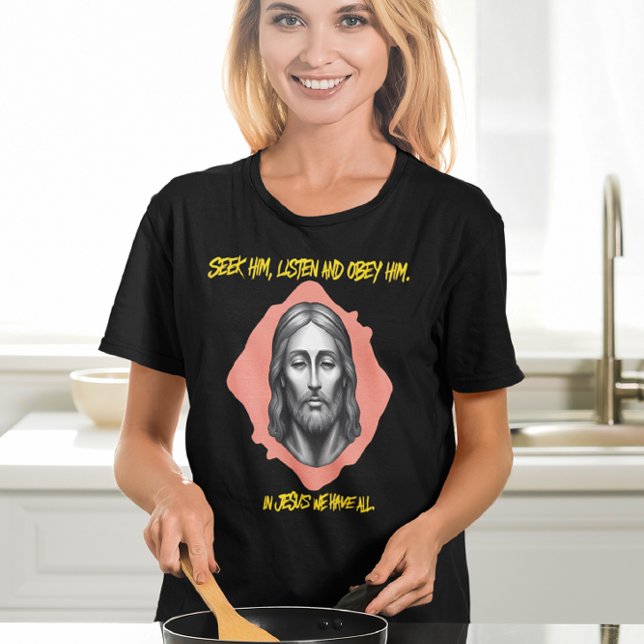Camiseta Orientação divina: Busca, Escute, Obey (Criador carregado)