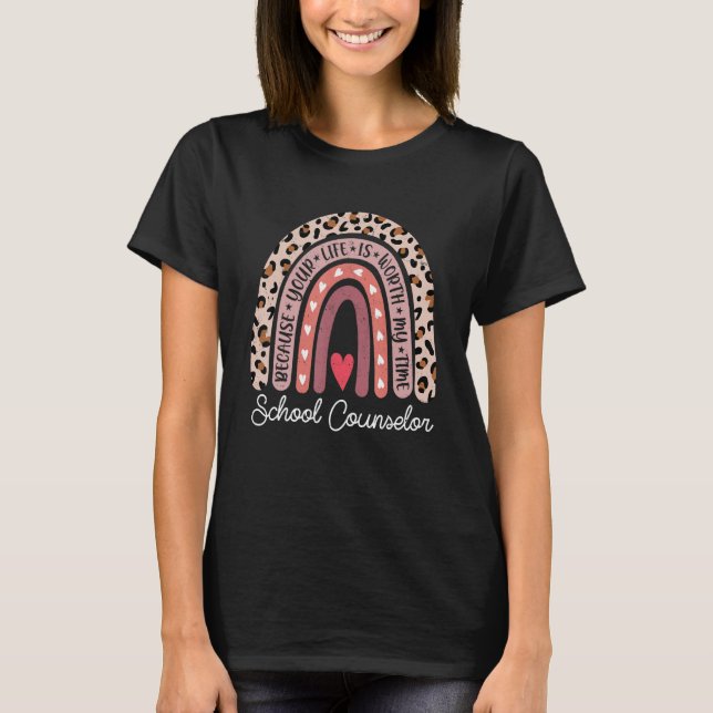 Camiseta Orientador Escolar Leopardo Arco-íris Engraçado Ac (Frente)