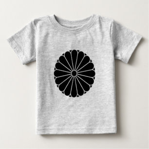 Camiseta Oriental Black Kiku Chrysanthemum Mon Kamon Art