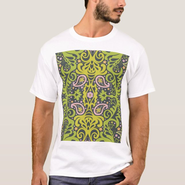 Camiseta Oriental Bliss: Paisley Floral Pattern (Frente)