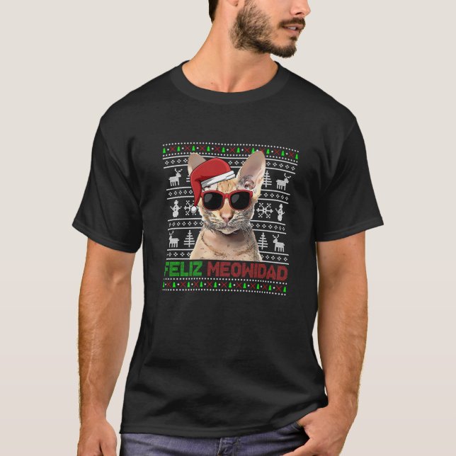 Camiseta Oriental Cat Feliz Meowidad Funny Natal (Frente)
