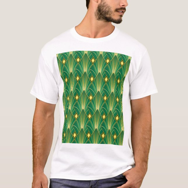 Camiseta Oriental Elegance: Wallpaper Art Deco (Frente)