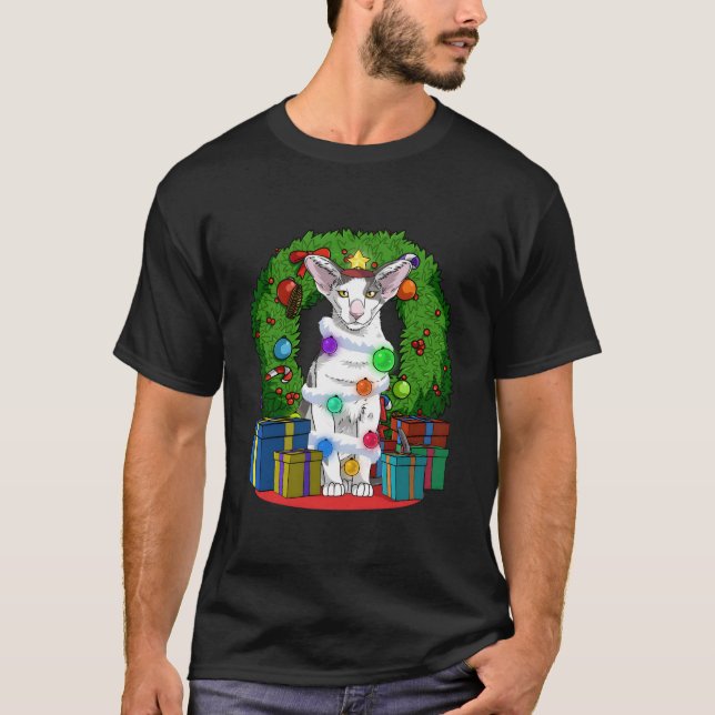 Camiseta Oriental Shorthair Cat Tree X-Mas Santa (Frente)