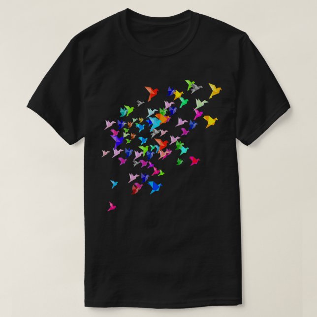 Camiseta Origami Crane Orizuru Flock of Birds Art Japonês (Frente do Design)