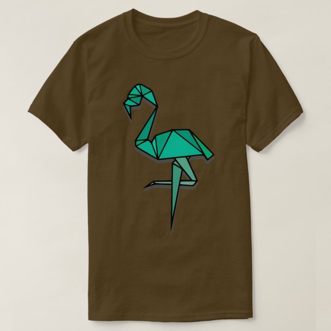 Camiseta Origami Flamingo Aqua Green (Frente do Design)