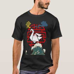 Camiseta Origami Personagem Japonês Grou Onda Grande Origam